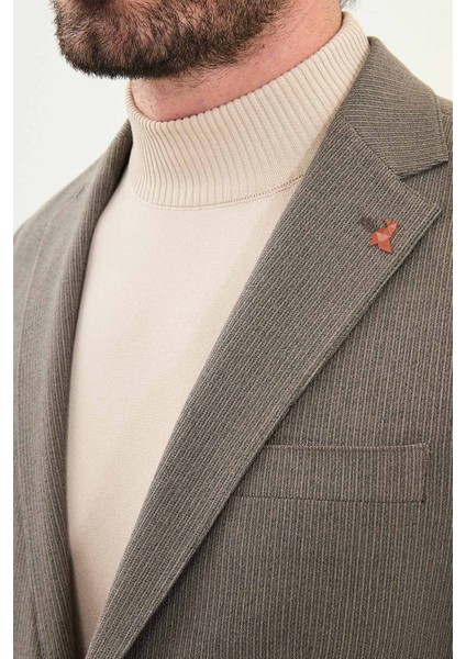 Çizgili Slim Fit Torba Cep Mono Yaka Erkek Ceket fiyatları