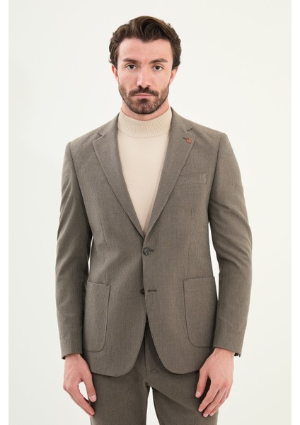 Çizgili Slim Fit Torba Cep Mono Yaka Erkek Ceket fırsatları