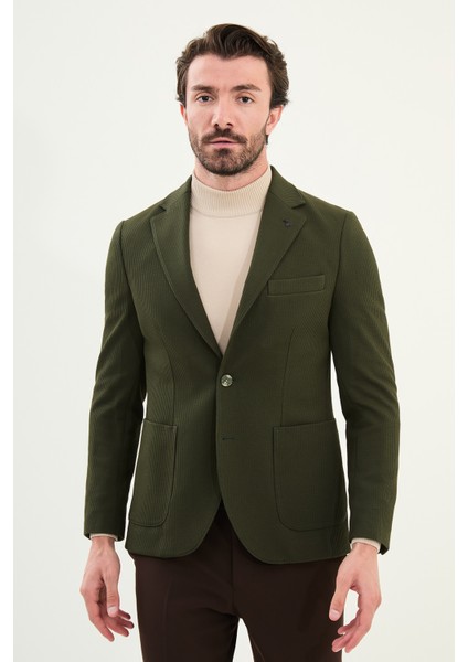 Çizgili Slim Fit Torba Cep Mono Yaka Erkek Ceket fırsatları