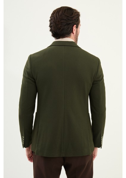 Çizgili Slim Fit Torba Cep Mono Yaka Erkek Ceket indirimleri