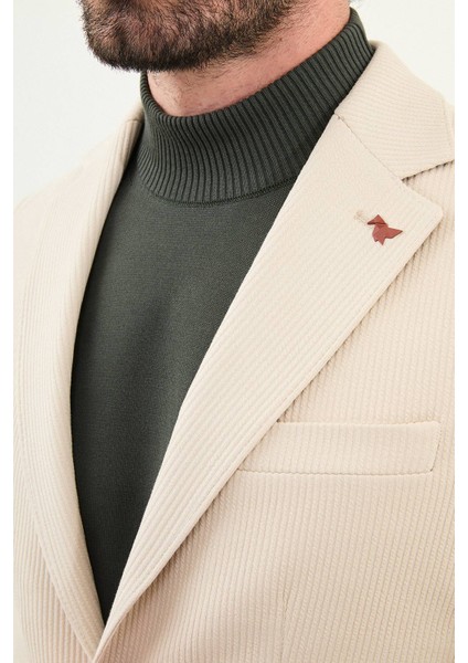 Çizgili Slim Fit Torba Cep Mono Yaka Erkek Ceket fiyatları