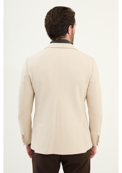 Çizgili Slim Fit Torba Cep Mono Yaka Erkek Ceket indirimleri