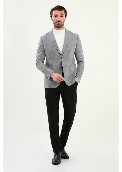 Çizgili Slim Fit Torba Cep Geniş Yaka Yün Erkek Ceket modelleri