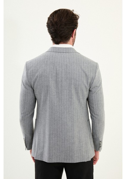 Çizgili Slim Fit Torba Cep Geniş Yaka Yün Erkek Ceket indirimleri