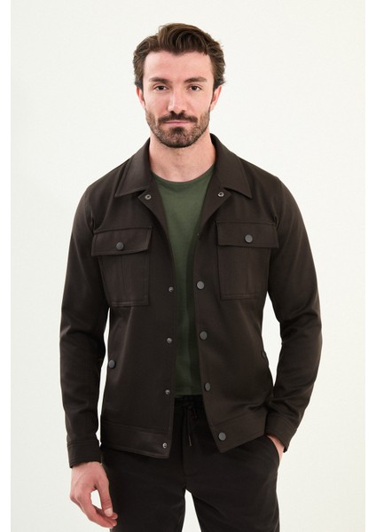 Düz Slim Fit Gömlek Yaka Erkek Mont fırsatları