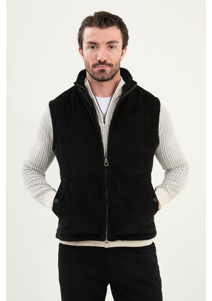 Düz Slim Fit Dik Yaka Kadife Erkek Yelek fırsatları