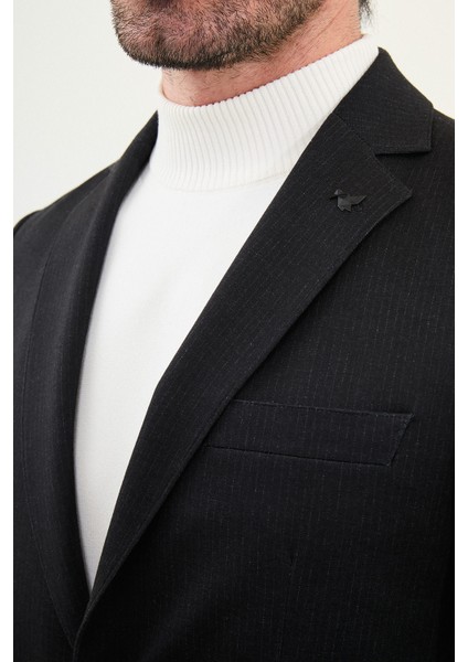 Çizgili Slim Fit Torba Cep Mono Yaka Ipli Erkek Takım Elbise fiyatları