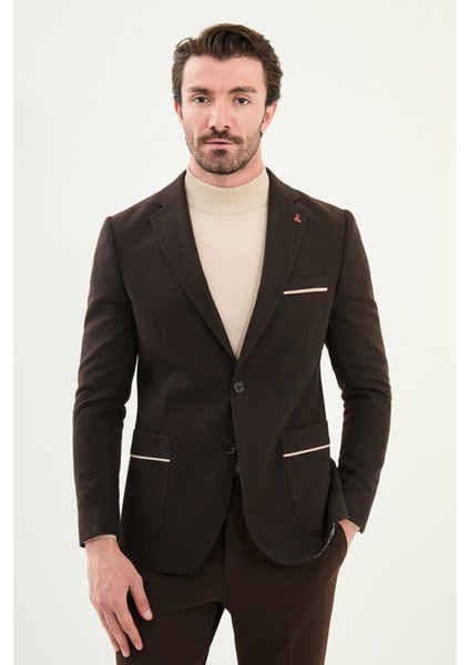 Düz Slim Fit Torba Cep Detaylı Mono Yaka Yün Erkek Ceket fırsatları
