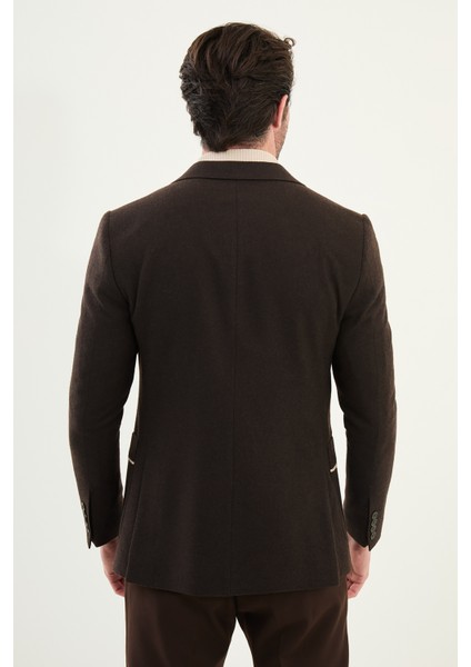 Düz Slim Fit Torba Cep Detaylı Mono Yaka Yün Erkek Ceket indirimleri