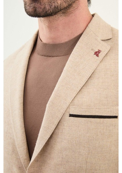 Düz Slim Fit Torba Cep Detaylı Mono Yaka Yün Erkek Ceket fiyatları