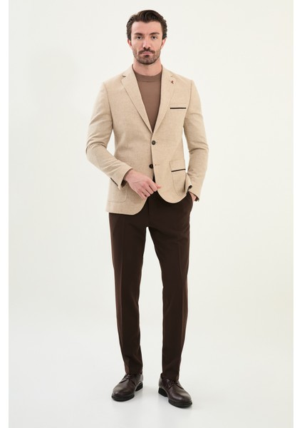 Düz Slim Fit Torba Cep Detaylı Mono Yaka Yün Erkek Ceket modelleri