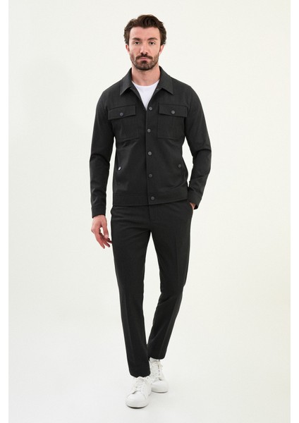 Düz Slim Fit Gömlek Yaka Erkek Mont modelleri