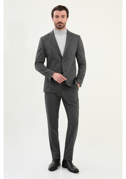 Kırçıllı Slim Fit Torba Cep Mono Yaka Yün Erkek Takım Elbise modelleri
