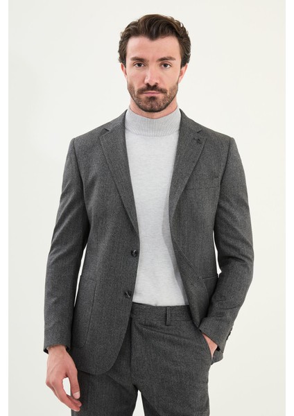 Kırçıllı Slim Fit Torba Cep Mono Yaka Yün Erkek Takım Elbise fırsatları