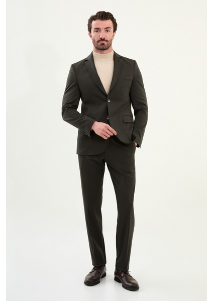 Düz Slim Fit Mono Yaka Klasik Yün Erkek Takım Elbise modelleri