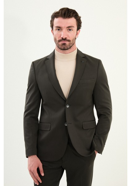 Düz Slim Fit Mono Yaka Klasik Yün Erkek Takım Elbise fırsatları