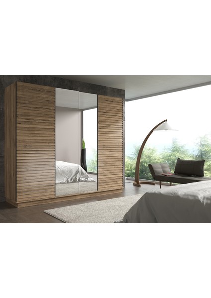 Hunerika Zaragoza Premium Sürgülü Gardırop -Minifiks - Pera / Siyah