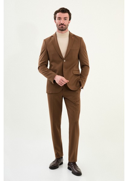 Düz Slim Fit Mono Yaka Klasik Yün Erkek Takım Elbise modelleri