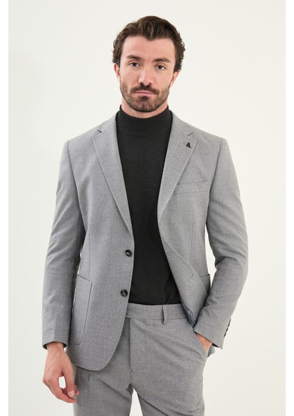 Kırçıllı Slim Fit Torba Cep Mono Yaka Yün Erkek Takım Elbise fırsatları