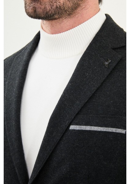 Düz Slim Fit Torba Cep Detaylı Mono Yaka Yün Erkek Ceket fiyatları