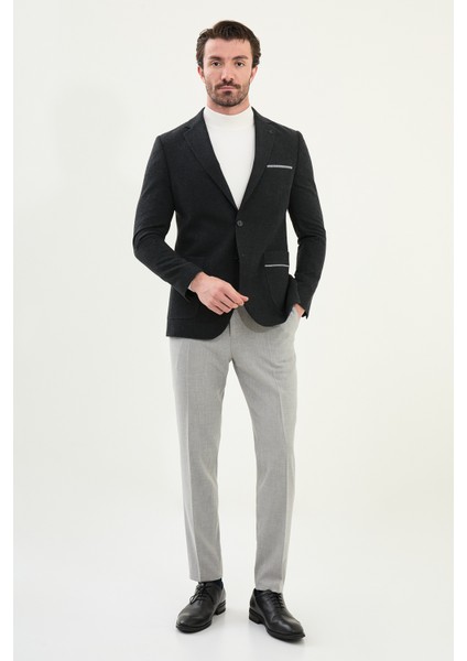 Düz Slim Fit Torba Cep Detaylı Mono Yaka Yün Erkek Ceket modelleri