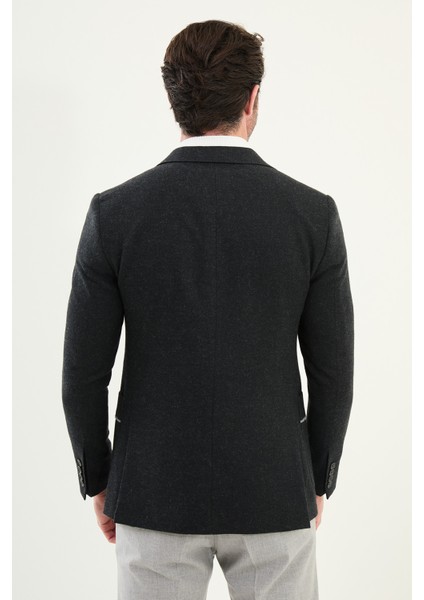 Düz Slim Fit Torba Cep Detaylı Mono Yaka Yün Erkek Ceket indirimleri
