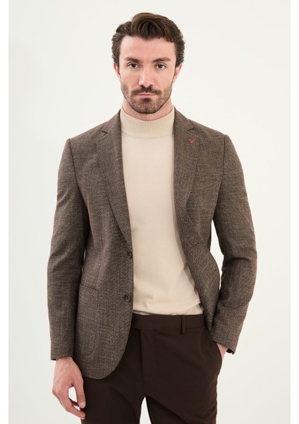 Kırçıllı Slim Fit Torba Cep Mono Yaka Erkek Ceket