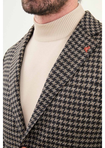 Kazayağı Desen Slim Fit Mono Yaka Yün Erkek Ceket fiyatları