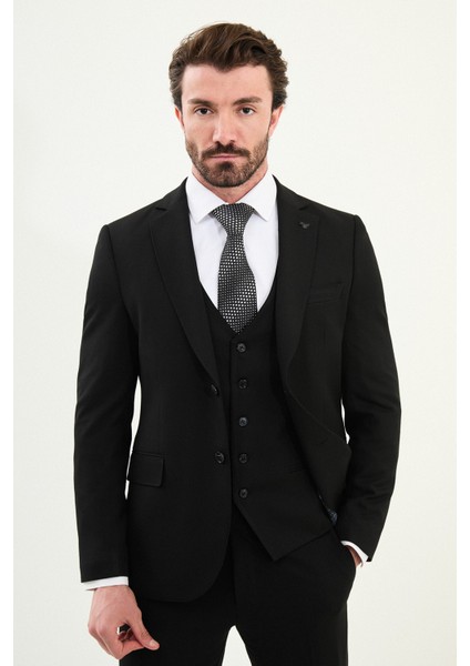 Düz Slim Fit Mono Yaka Klasik Yün Erkek Takım Elbise