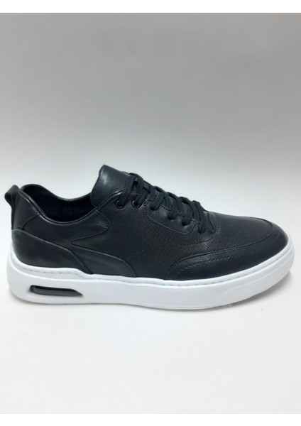 Hakiki Deri Bağcıklı Siyah Renk Casual Model Beyaz Tabanlı Erkek Ayakkabı C-95122971HDYT