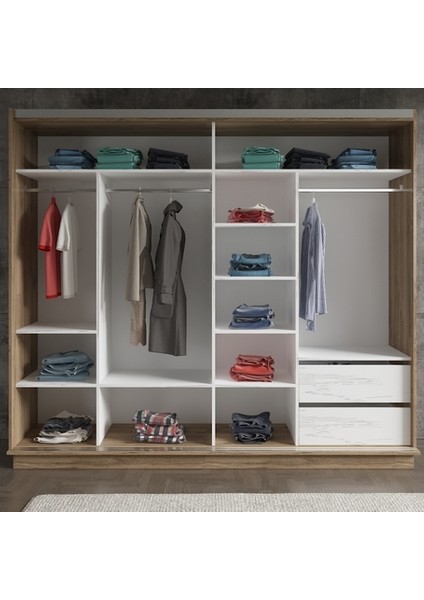 Hunerika Zaragoza Premium Sürgülü Gardırop -Minifiks - Pera / Siyah fiyatları