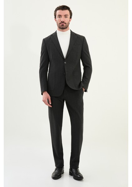 Desenli Slim Fit Torba Cep Mono Yaka Erkek Takım Elbise modelleri