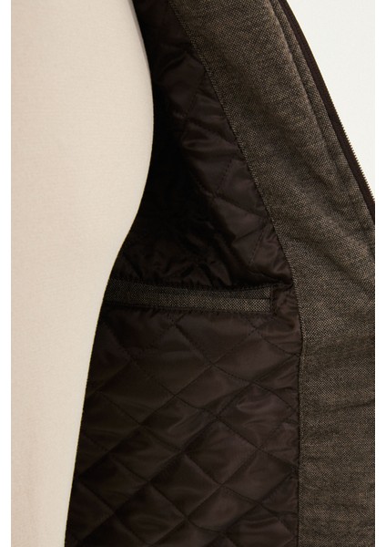 Kırçıllı Slim Fit Dik Yaka Erkek Yelek indirimleri