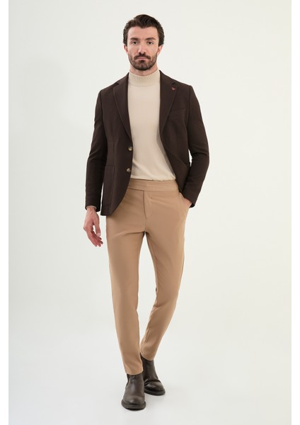 Çizgili Slim Fit Torba Cep Mono Yaka Erkek Ceket modelleri