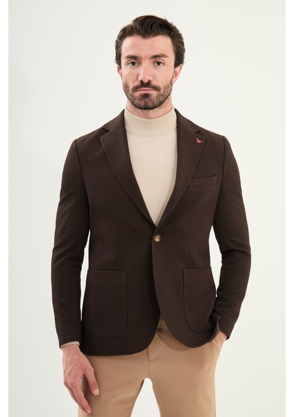Çizgili Slim Fit Torba Cep Mono Yaka Erkek Ceket fırsatları