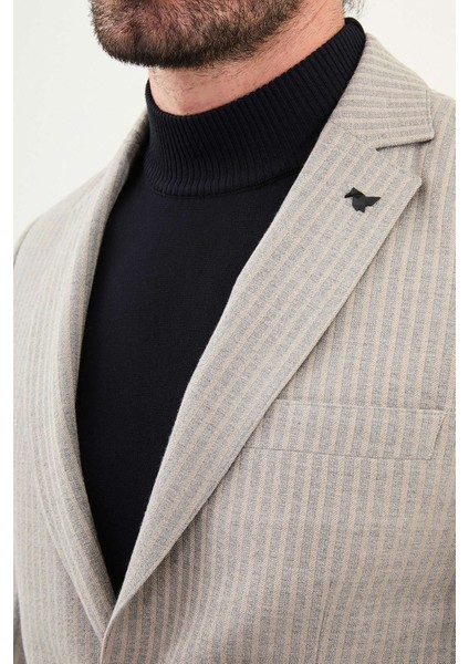 Çizgili Slim Fit Torba Cep Mono Yaka Erkek Ceket fiyatları