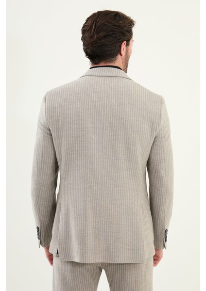 Çizgili Slim Fit Torba Cep Mono Yaka Erkek Ceket indirimleri