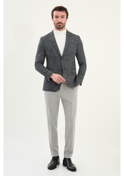 Kazayağı Desen Slim Fit Mono Yaka Yün Erkek Ceket modelleri