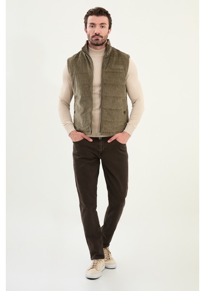 Düz Slim Fit Dik Yaka Kadife Erkek Yelek modelleri