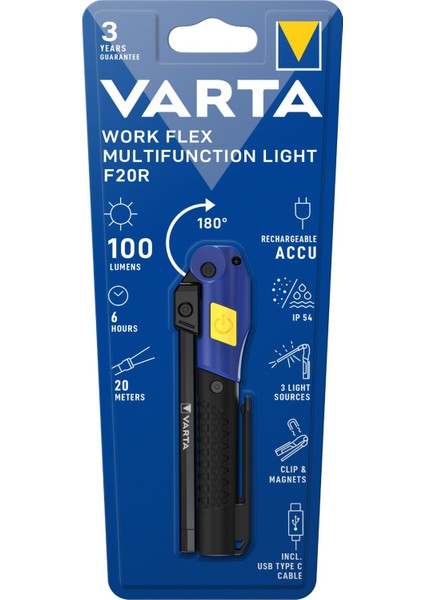 Work Flex Çok Amaçlı El Feneri F20R-Şarj Edilebilir