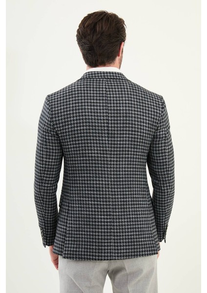 Kazayağı Desen Slim Fit Mono Yaka Yün Erkek Ceket indirimleri
