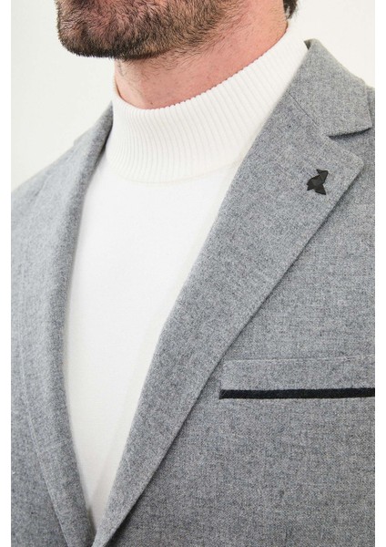 Düz Slim Fit Torba Cep Detaylı Mono Yaka Yün Erkek Ceket fiyatları
