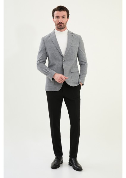 Düz Slim Fit Torba Cep Detaylı Mono Yaka Yün Erkek Ceket modelleri