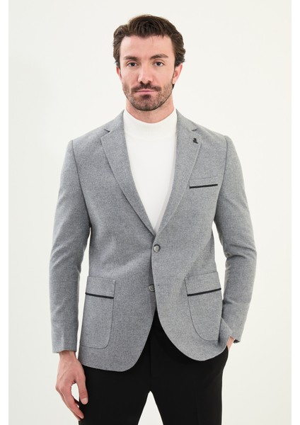 Düz Slim Fit Torba Cep Detaylı Mono Yaka Yün Erkek Ceket fırsatları