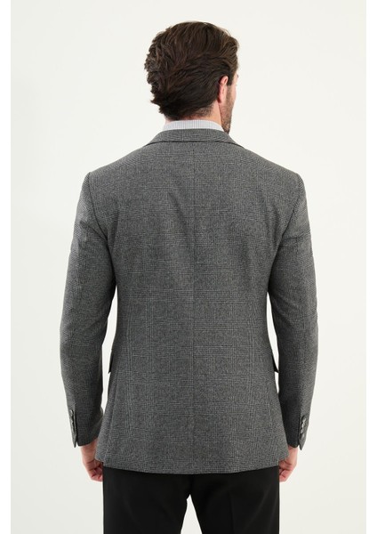 Ekoseli Slim Fit Mono Yaka Yün Erkek Ceket indirimleri