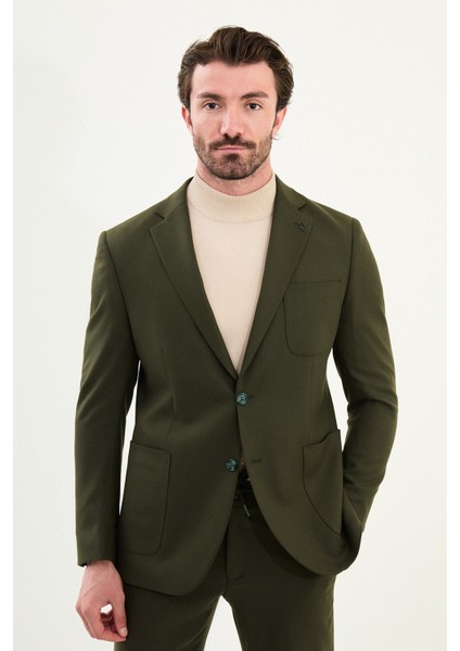 Düz Slim Fit Torba Cep Beli Lastikli Ipli Yün Erkek Takım Elbise fırsatları