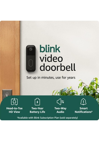 Video Doorbell 2. Nesil 2025 Model | 2 Yıl Pil Ömrü, Hd Görüntü, Alexa Uyumlu Kablosuz Akıllı Kapı Zili