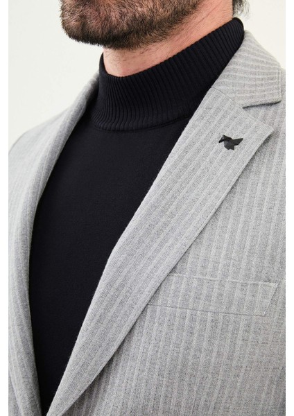 Çizgili Slim Fit Torba Cep Mono Yaka Erkek Ceket fiyatları