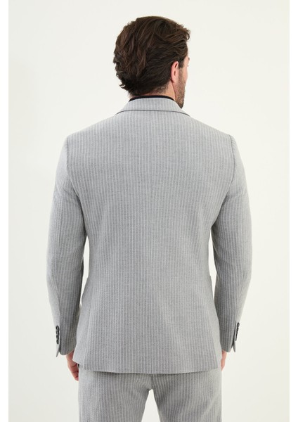 Çizgili Slim Fit Torba Cep Mono Yaka Erkek Ceket indirimleri