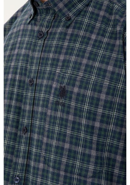 Erkek Koyu Yeşil Gömlek Desenli 50296625-VR079